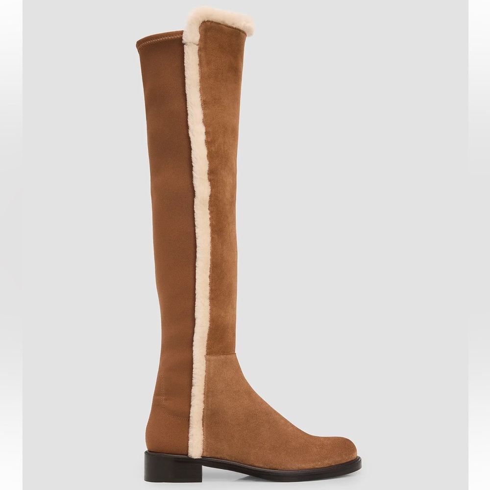 NWT Stuart Weitzman 8 5050 Cozy Gisele Shearling-Trim Suede Tall Boots Knee-high